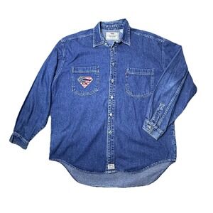 Levis XL Mens Blue Denim Vintage Style Shirt Superman Logo‎ Biker Daytona 2013
